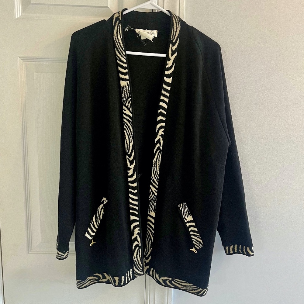 Vintage Laurel Zebra Print Open Front Oversized Cardigan L